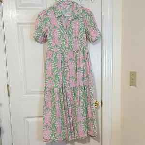 Crown & Ivy Pink and Green Patterned Dress